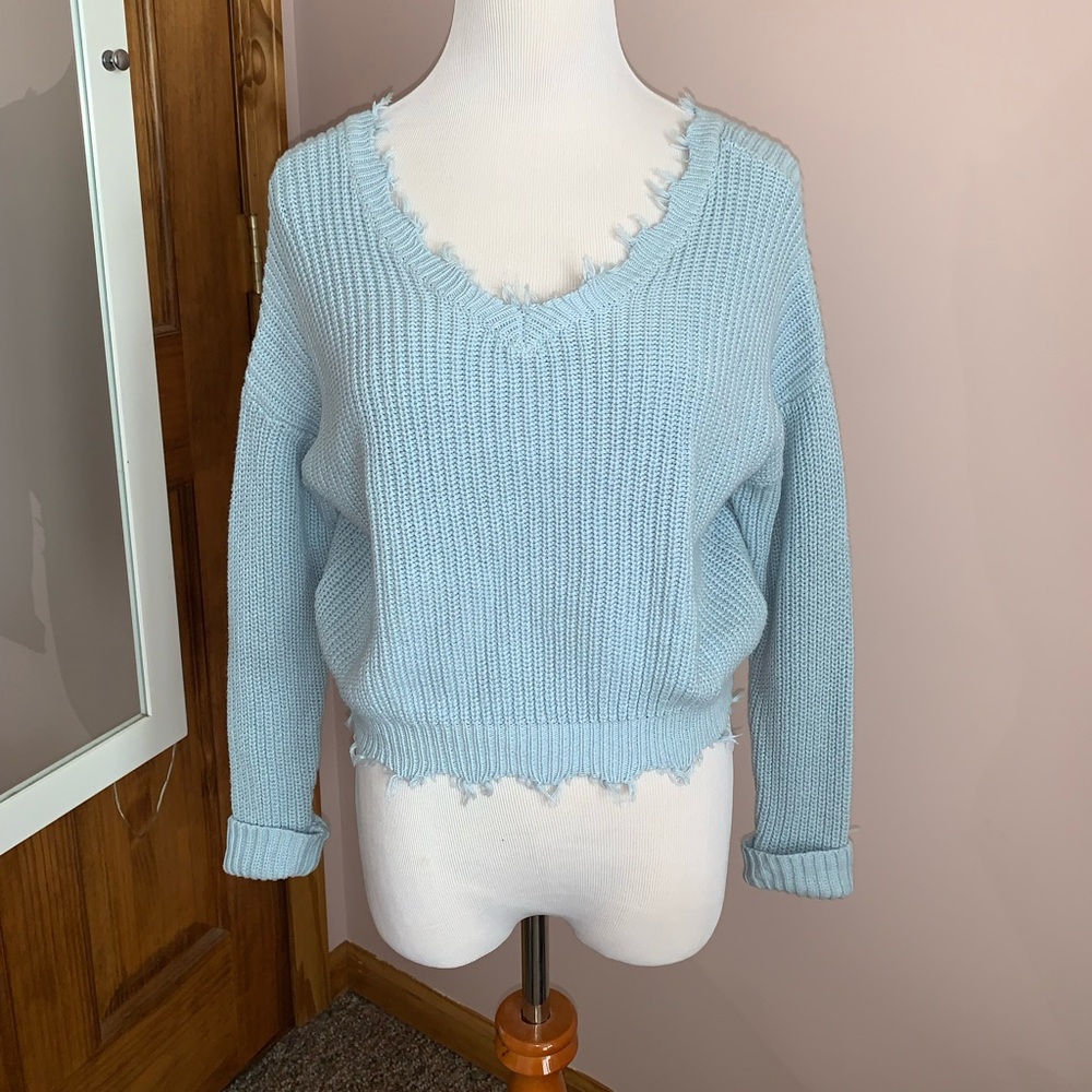 Blue v-neck sweater from Jessica Simpson